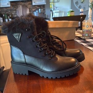 Guess Women's Black Fur-Trimmed Boots